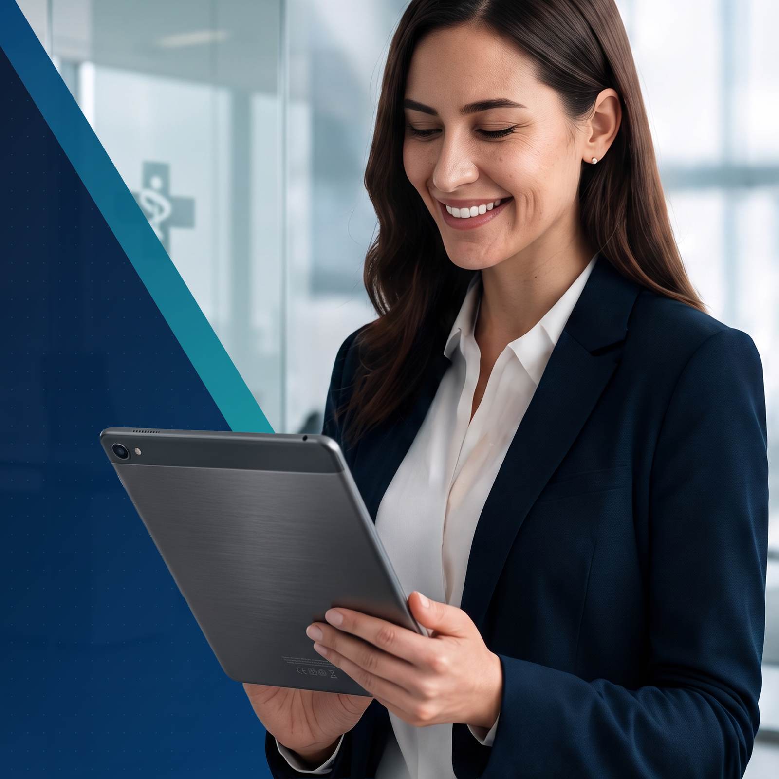 Profesional del equipo de Technology Ventures trabajando con una tablet